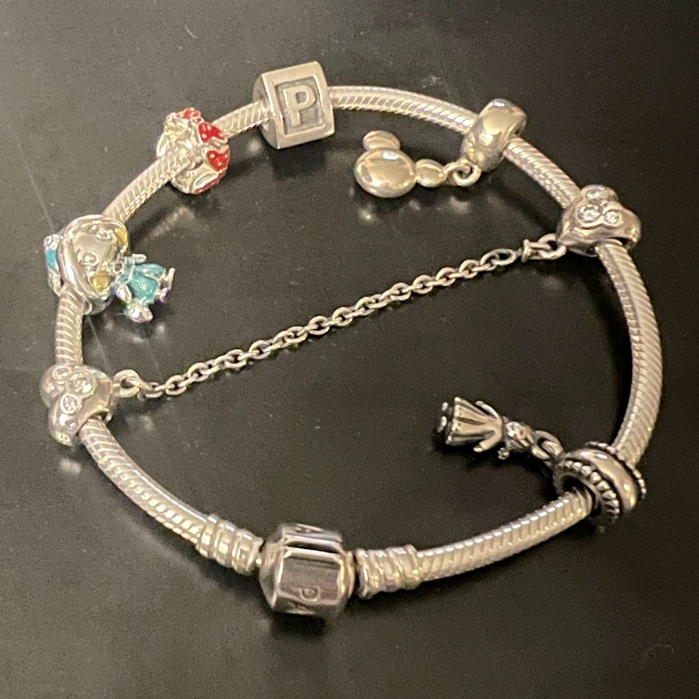 Pandora bracelet with Disney charms.